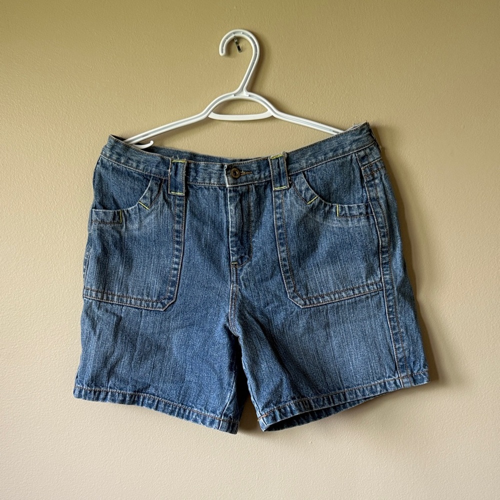 Faded Glory Blue Denim Patch-Pocket Shorts